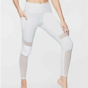 ATHLETA White Meshblock Pocket Pura Tight Active Yoga Workout‎ Leggings Size S